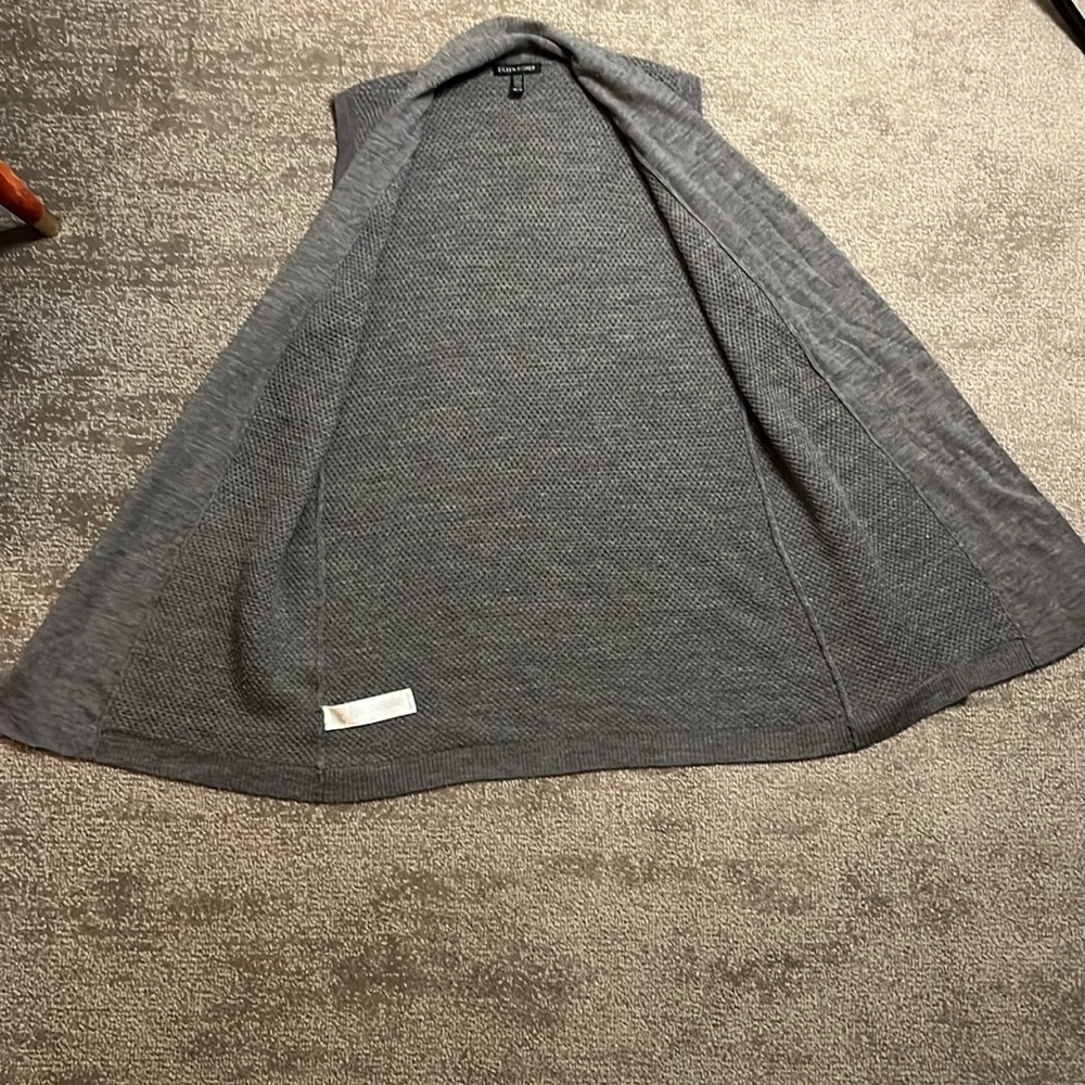 Eileen Fisher Merino Wool Gray Sleeveless Knit Cardigan Shawl Size XS - Picture 7 of 9